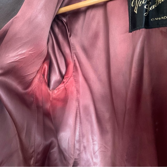 Vintage Chocolate Brown Leather Jacket with Red Rose - Picture 9 of 16